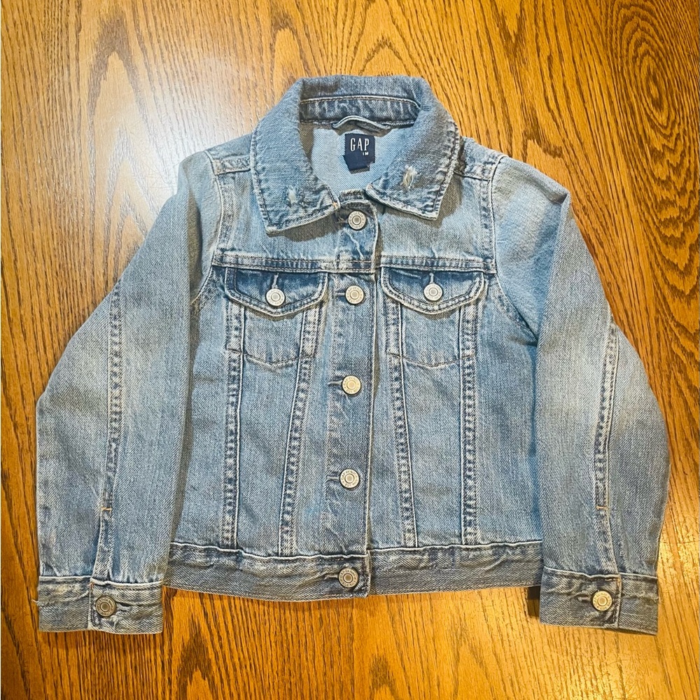 GAP Denim Kids Size 5T Icon Denim Jacket - “Stone Wash Light” 100% Cotton